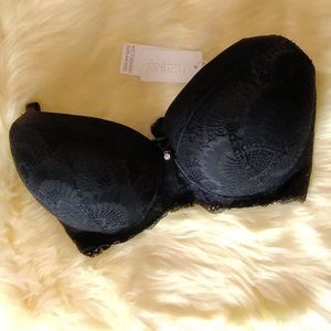 Lingerie Bra Room Women's Black/Gold Underwire Lace Bra 44D NWT